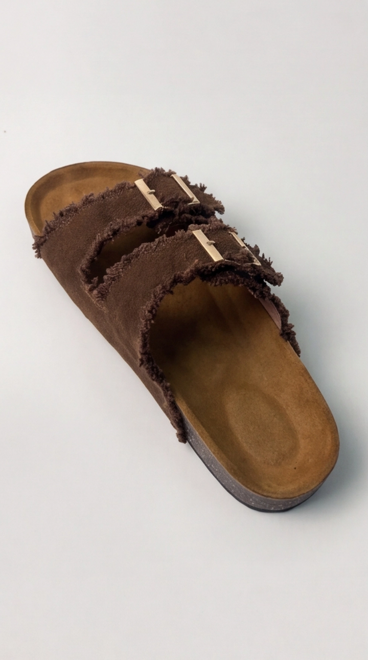 Chic deep chocolate brown canvas sandal