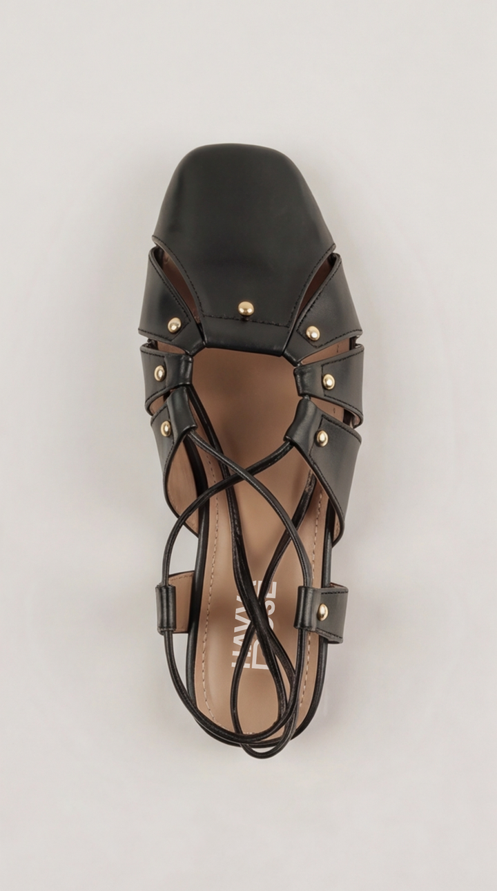 The Artisan Cross-Strap Flat - Black
