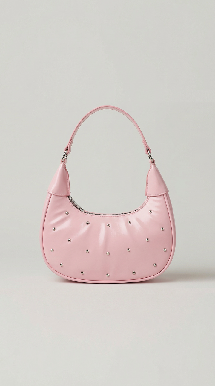 The Ivory Nova Studded Shoulder Bag | Pink Marshmallow