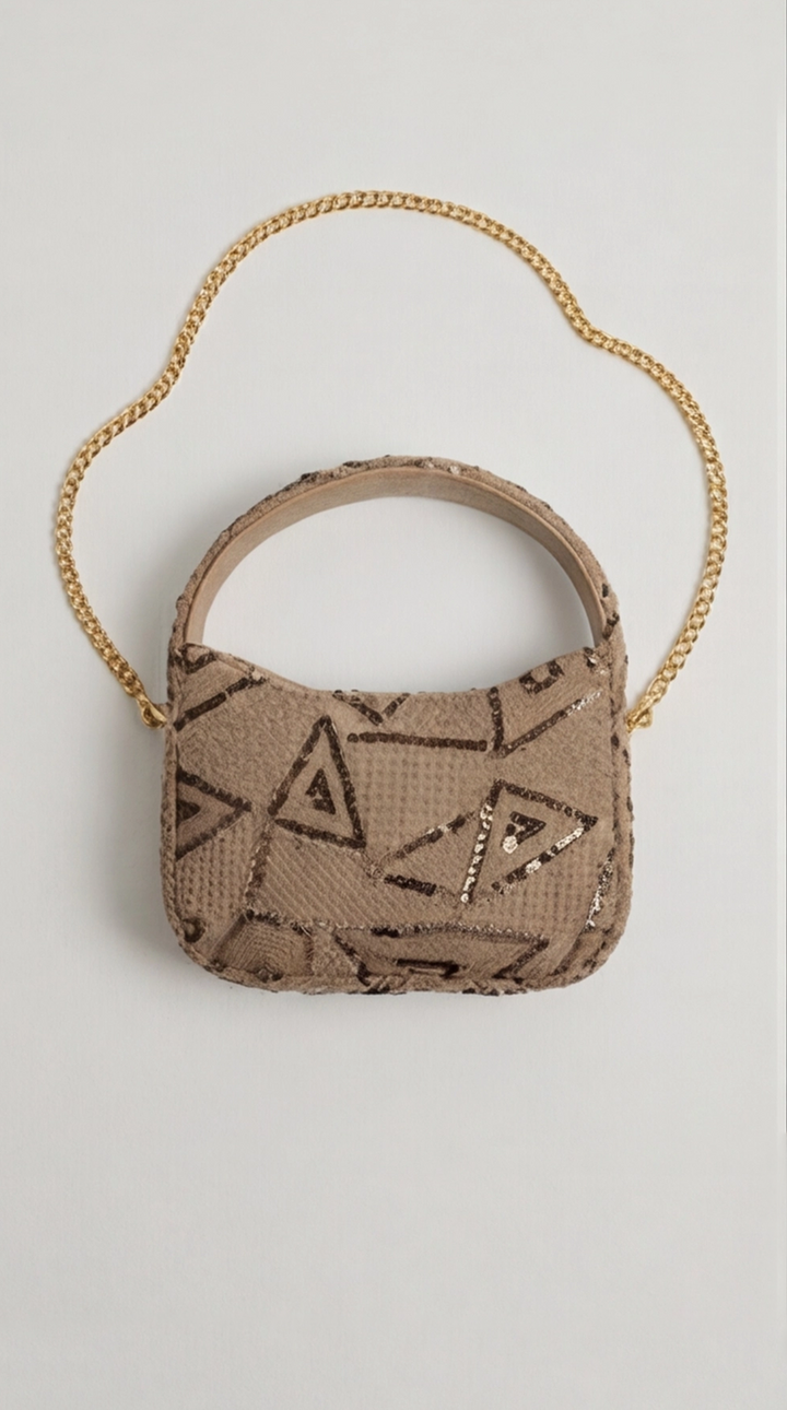 Golden Geometry Embroidered Mini Bag — Spring Collection