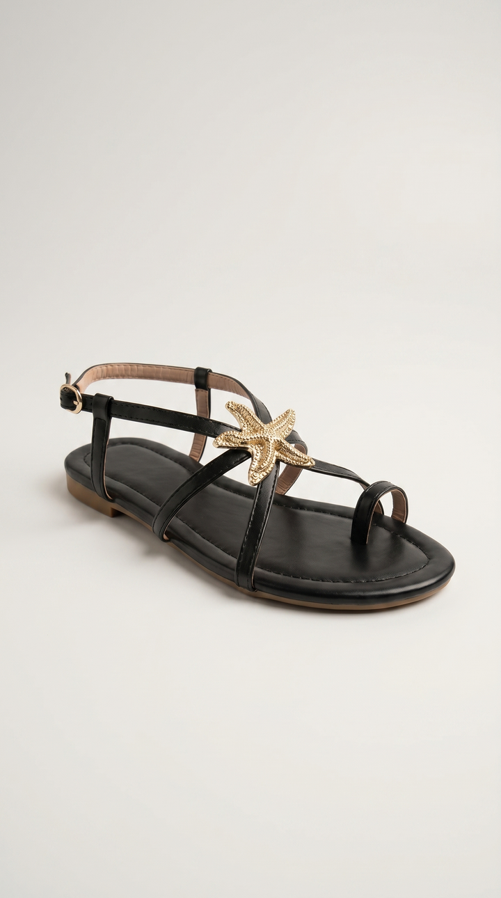 The Aurelia Star Sandal - Black