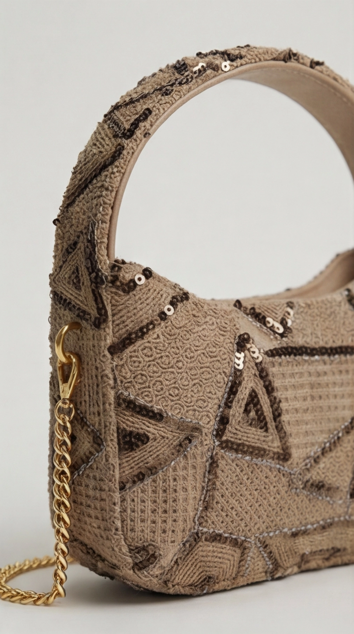 Golden Geometry Embroidered Mini Bag — Spring Collection