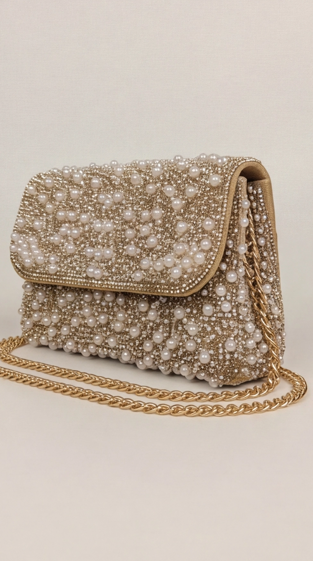 Pearl &amp; Crystal Embellished Clutch Bag