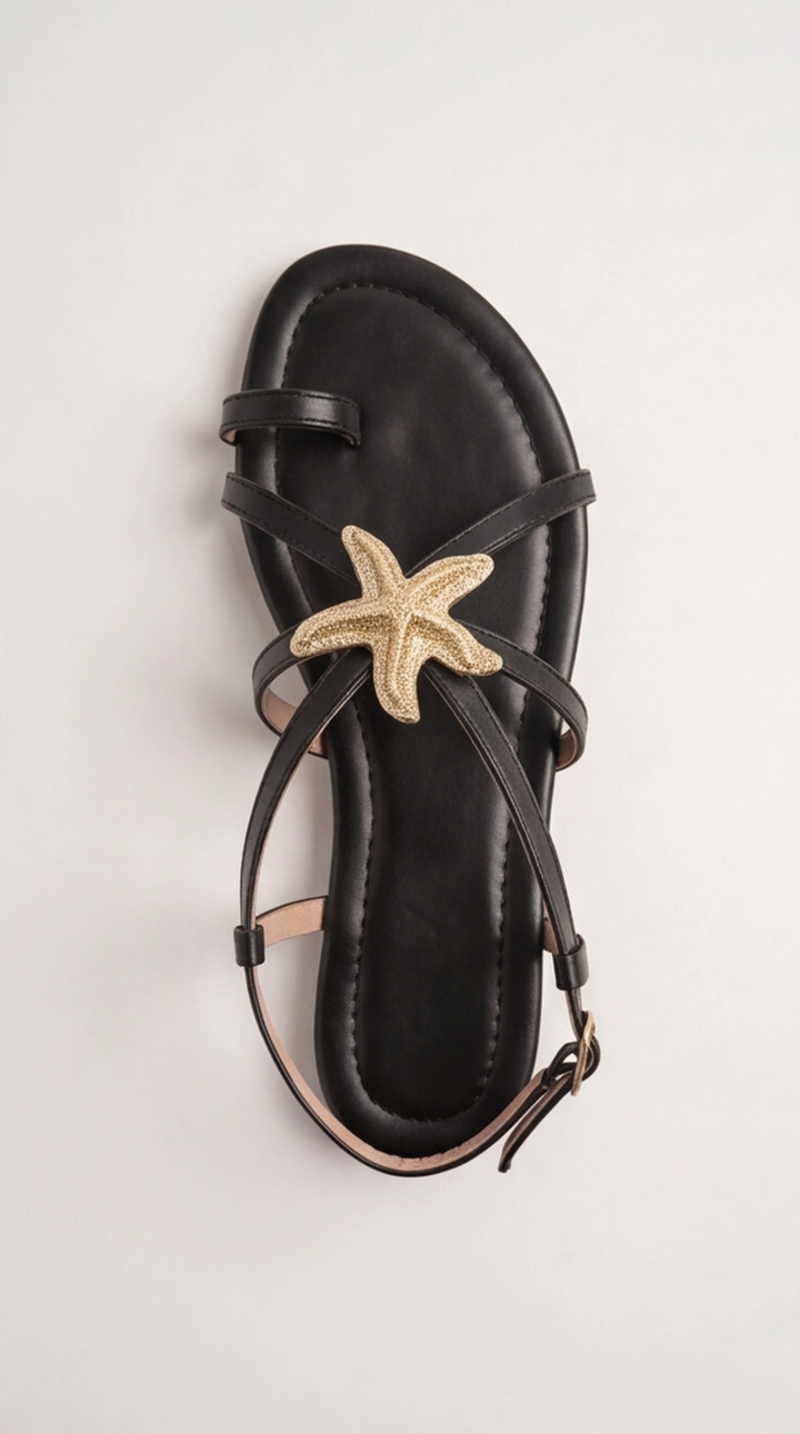 The Aurelia Star Sandal - Black