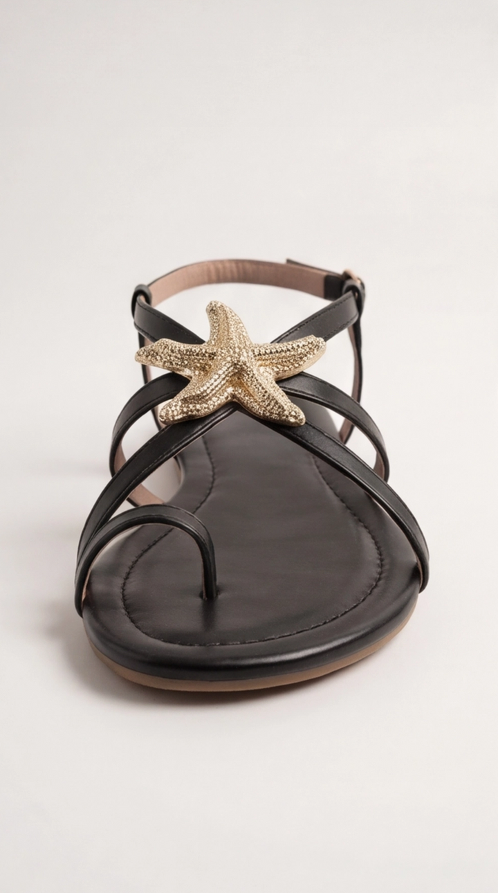 The Aurelia Star Sandal - Black