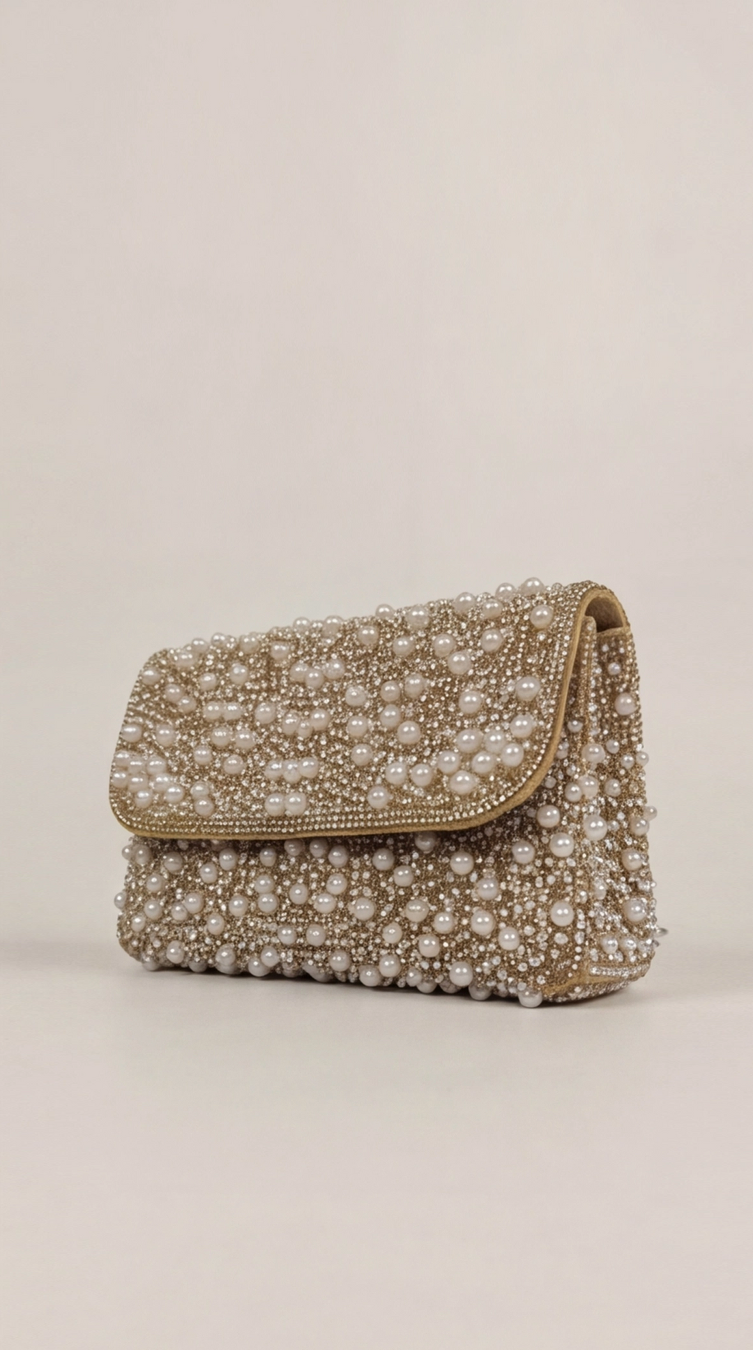 Pearl &amp; Crystal Embellished Clutch Bag