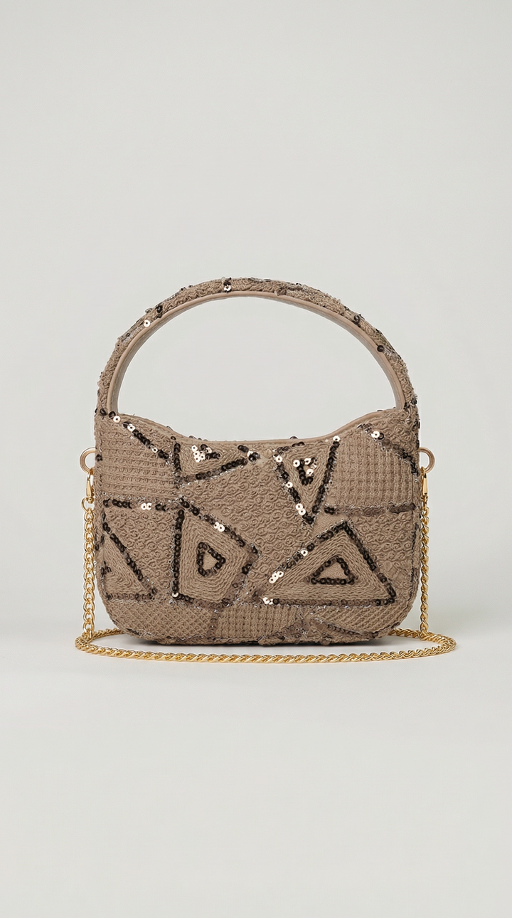 Golden Geometry Embroidered Mini Bag — Spring Collection