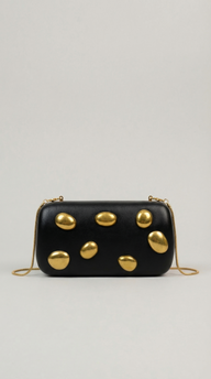 Gold Dome Stud Clutch – Midnight Black