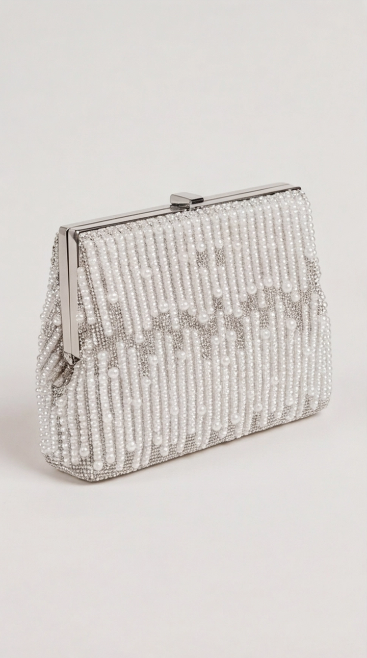 Pearl &amp; Crystal Embellished Clutch