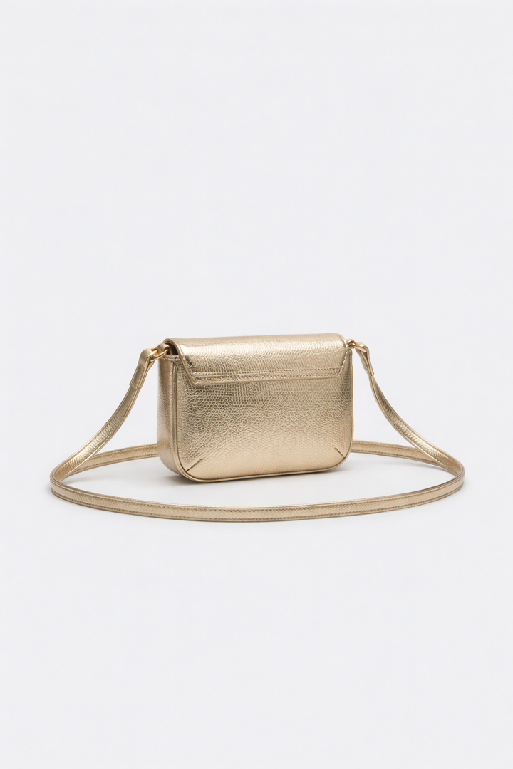 Pebbled Metallic Mini Bag – Gold