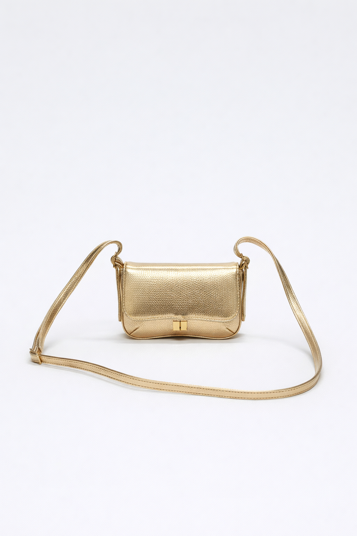 Pebbled Metallic Mini Bag – Gold