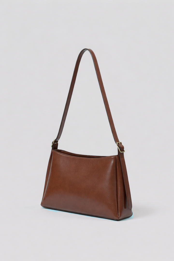 Studded Leather Shoulder Bag - Chestnut