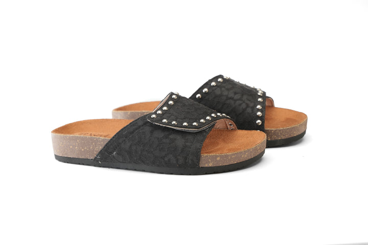 Savannah Stud Slides - black