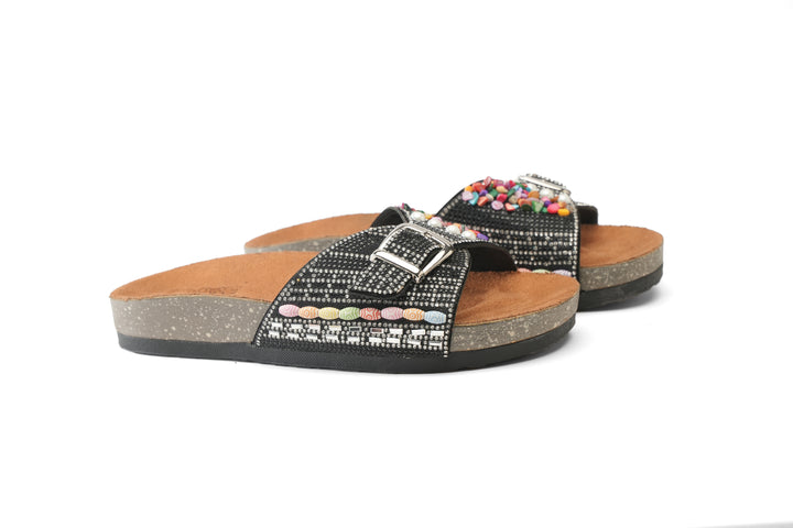 Regal Bloom Comfort Sandals - Black