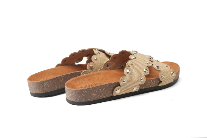 Beige Studded Cross Slides