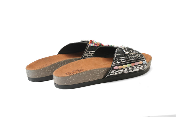 Regal Bloom Comfort Sandals - Black