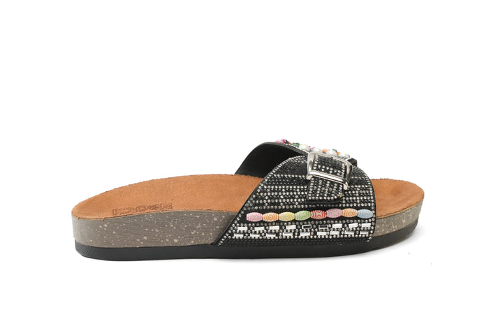 Regal Bloom Comfort Sandals - Black