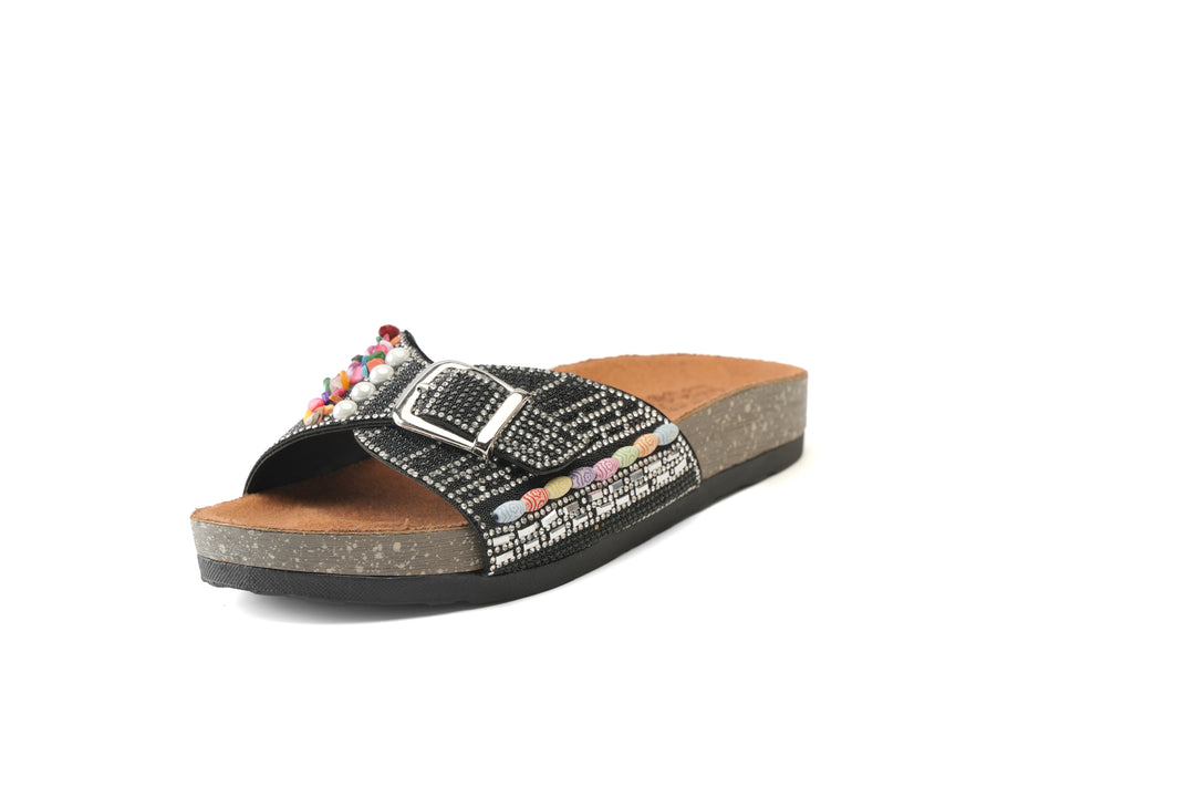 Regal Bloom Comfort Sandals - Black