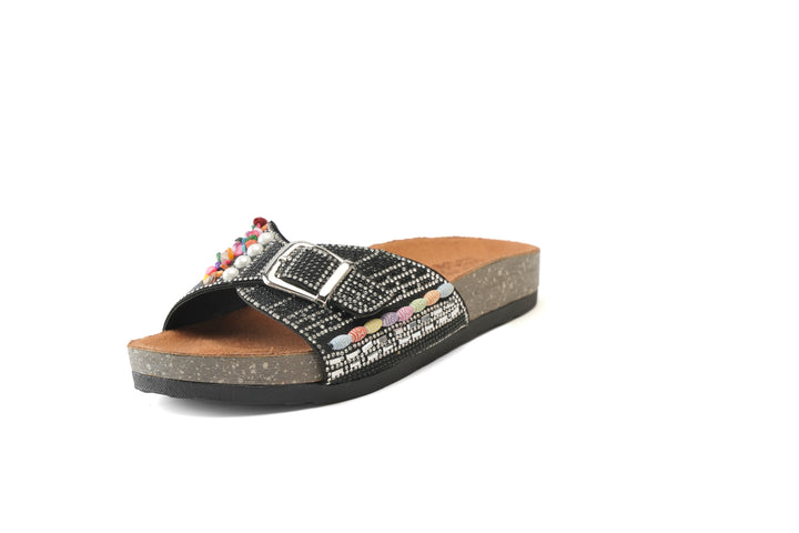 Regal Bloom Comfort Sandals - Black
