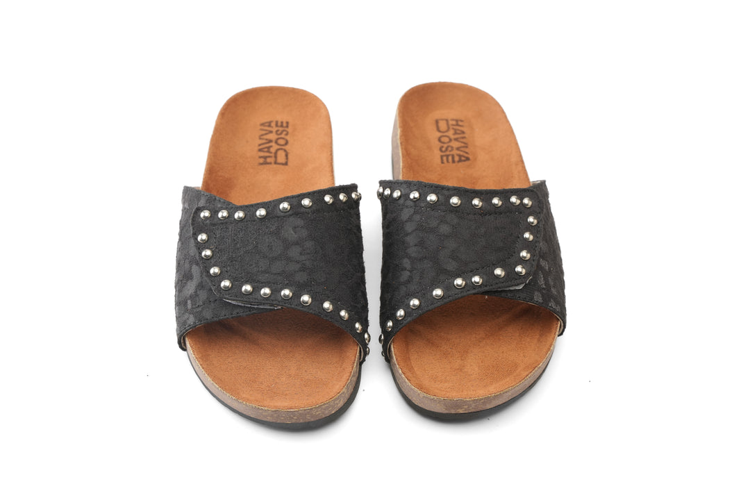 Savannah Stud Slides - black