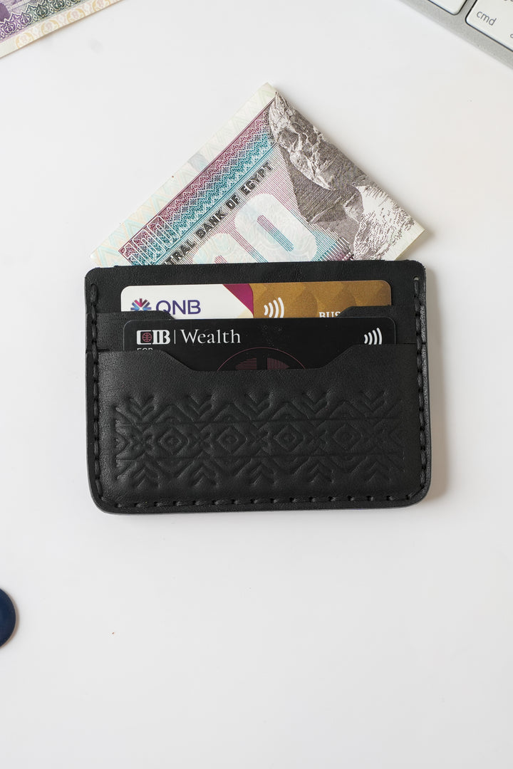 Engraving Card Holder – Handmade Genuine Leather - Black