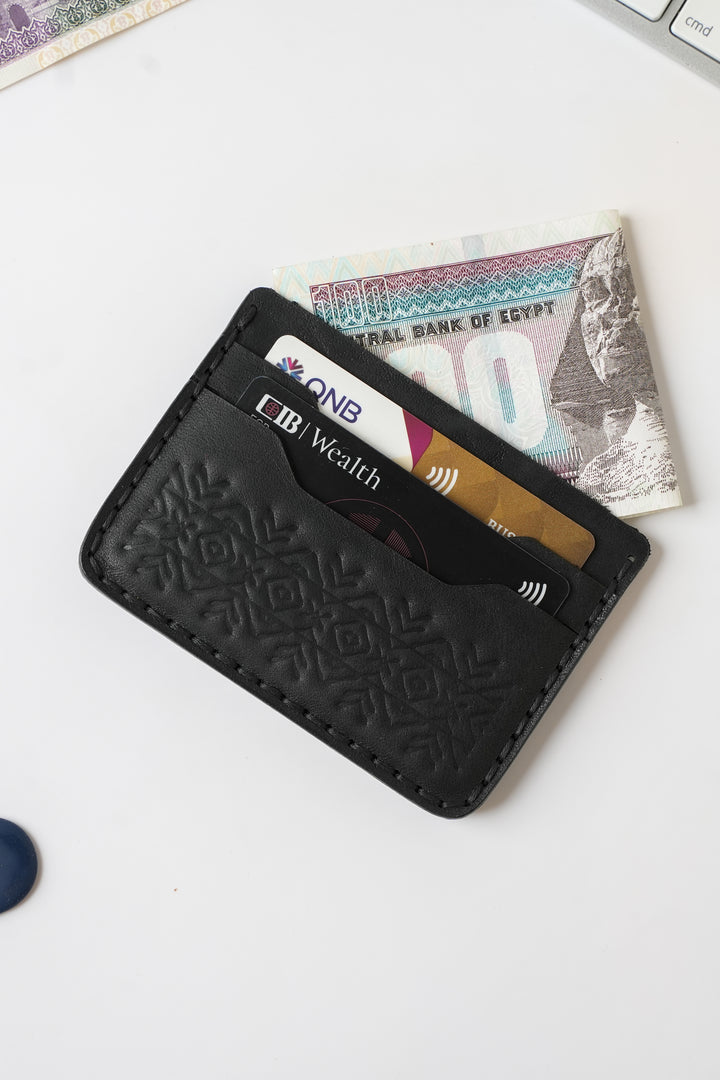 Engraving Card Holder – Handmade Genuine Leather - Black