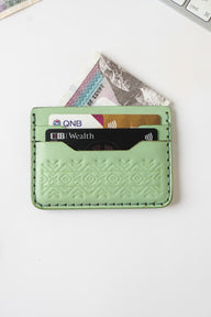 Engraving Card Holder – Handmade Genuine Leather - Mint Crest