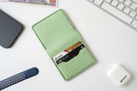 Engraving Wallet – Handmade Genuine Leather - Mint Crest