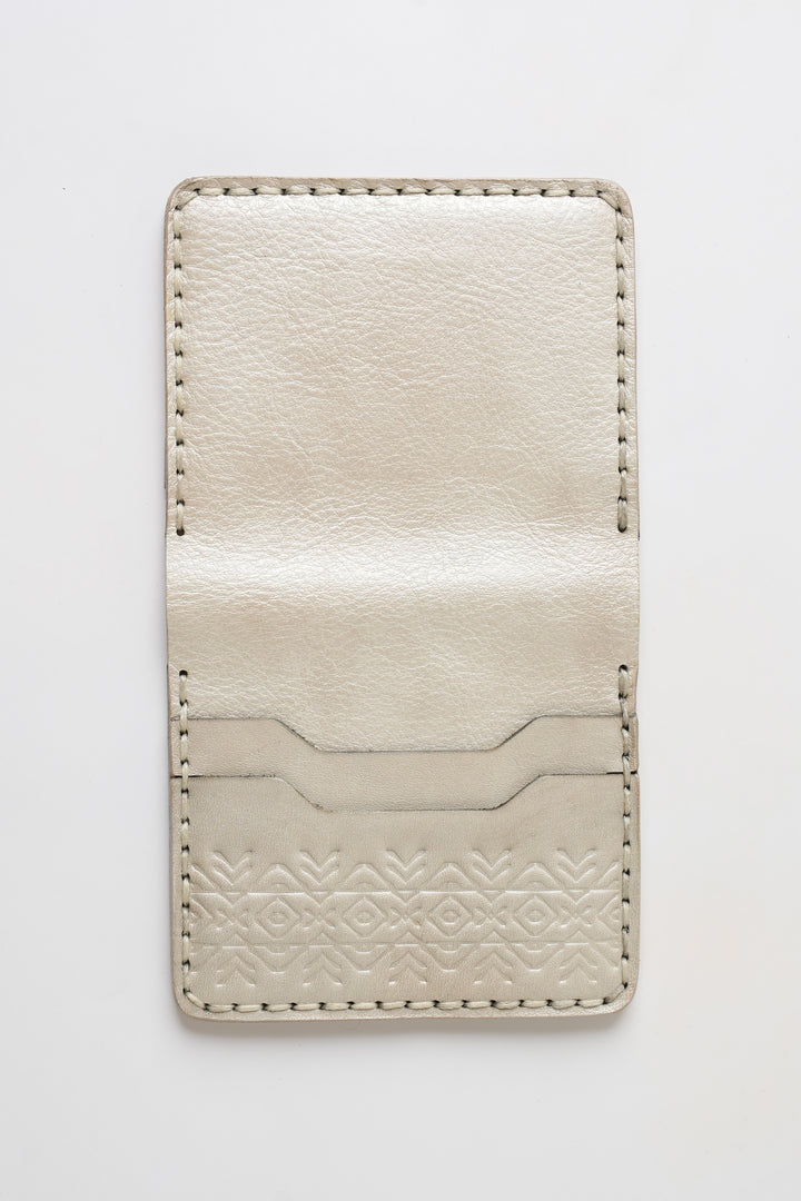 Engraving Wallet – Handmade Genuine Leather - Pearl Sand
