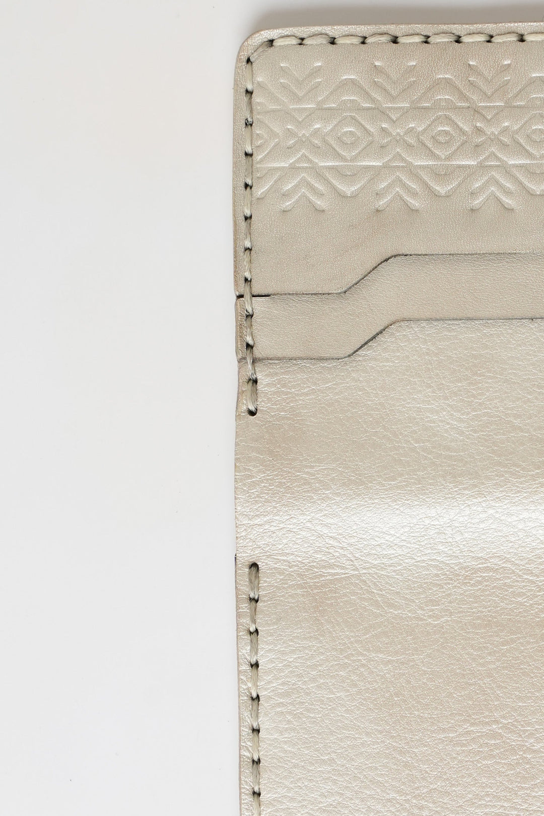 Engraving Wallet – Handmade Genuine Leather - Pearl Sand