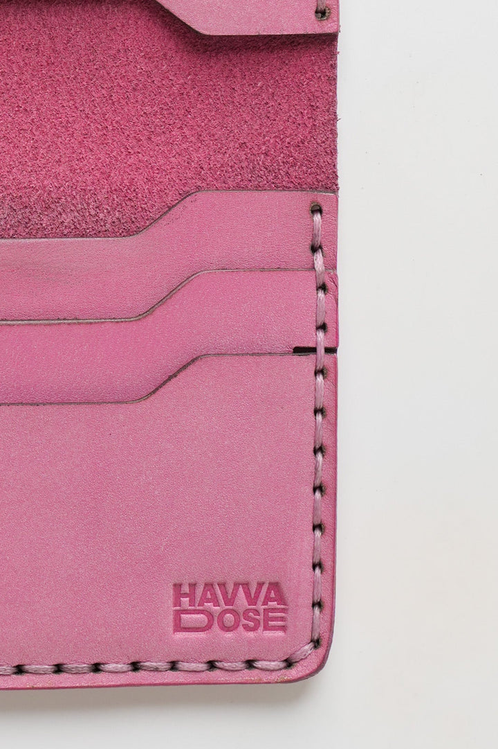 Engraving Wallet – Handmade Genuine Leather - Rose Dust