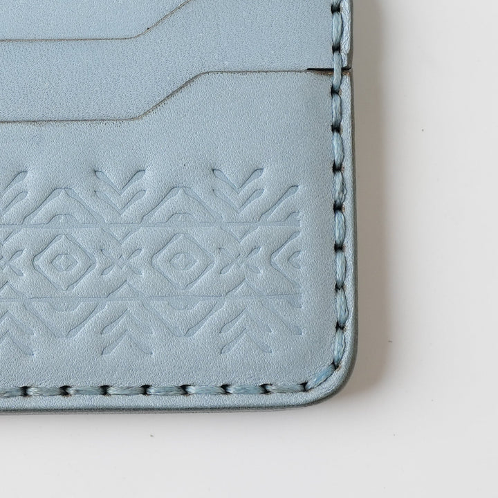 Engraving Card Holder – Handmade Genuine Leather - Frost Blue