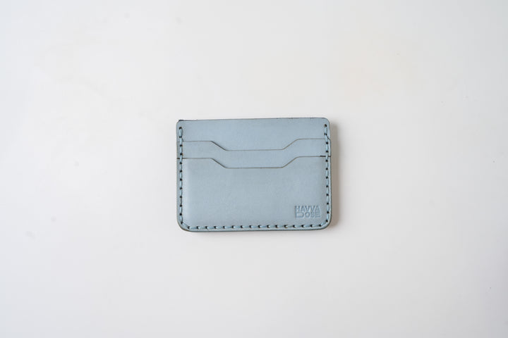 Engraving Card Holder – Handmade Genuine Leather - Frost Blue