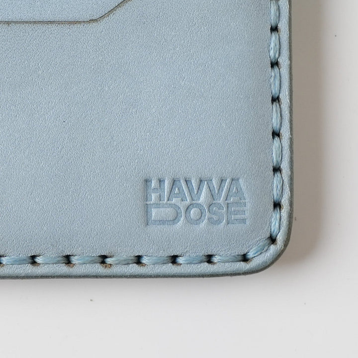 Engraving Card Holder – Handmade Genuine Leather - Frost Blue