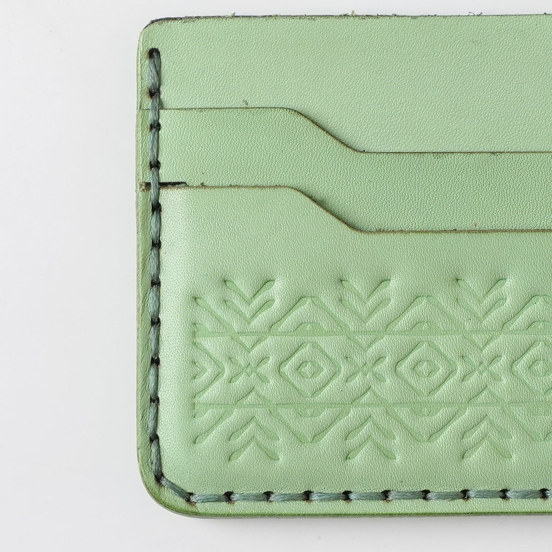 Engraving Card Holder – Handmade Genuine Leather - Mint Crest