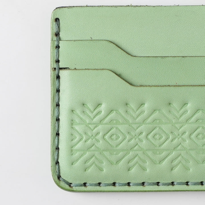 Engraving Card Holder – Handmade Genuine Leather - Mint Crest