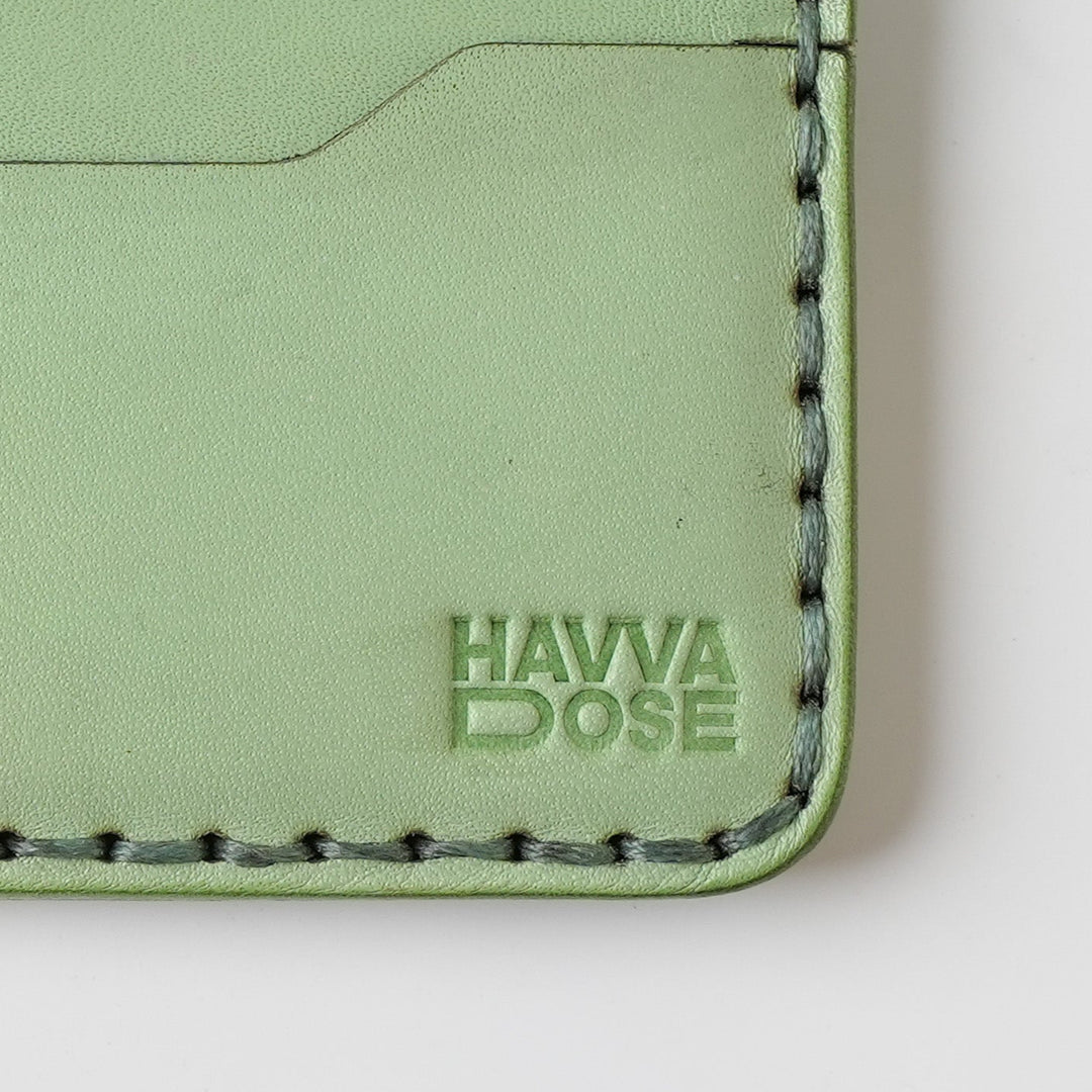 Engraving Card Holder – Handmade Genuine Leather - Mint Crest