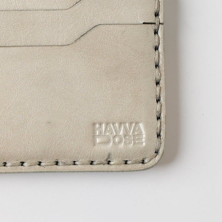 Engraving Card Holder – Handmade Genuine Leather - Pearl Sand