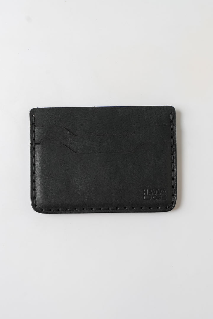 Engraving Card Holder – Handmade Genuine Leather - Black