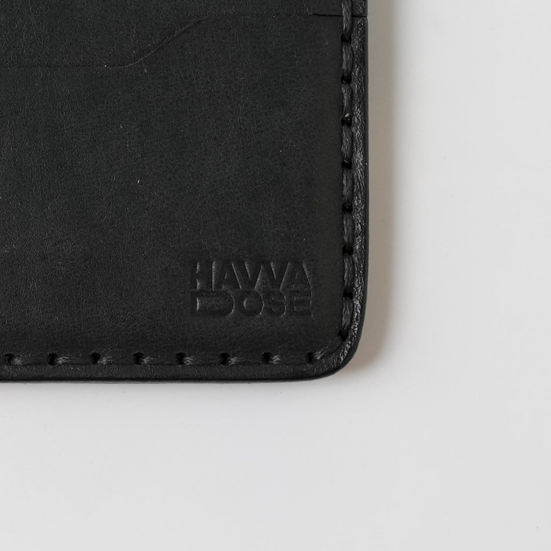 Engraving Card Holder – Handmade Genuine Leather - Black