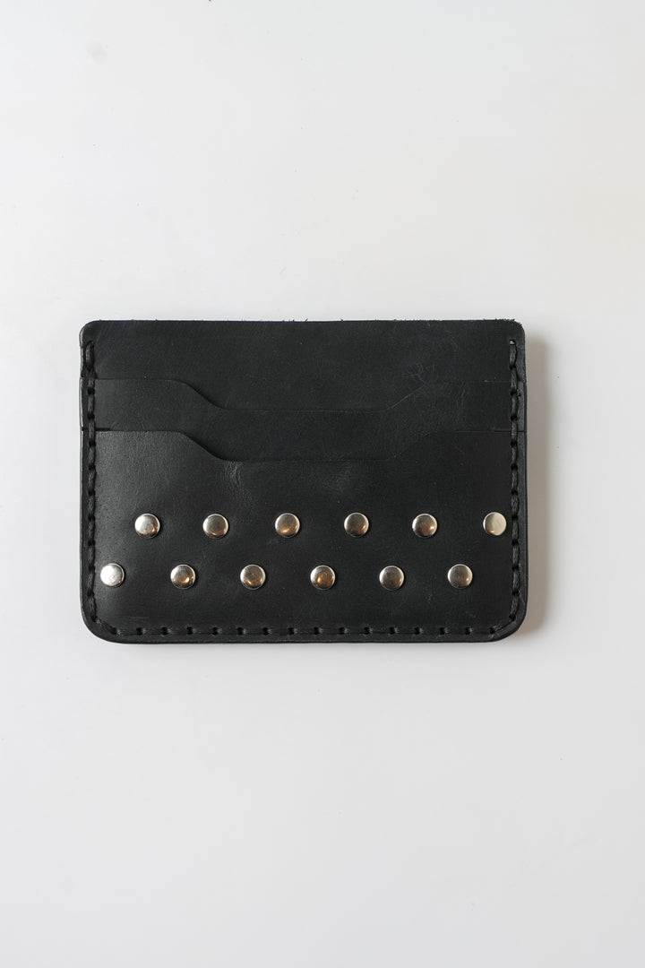 Midnight Rivet – Handmade Leather Card Holder Black