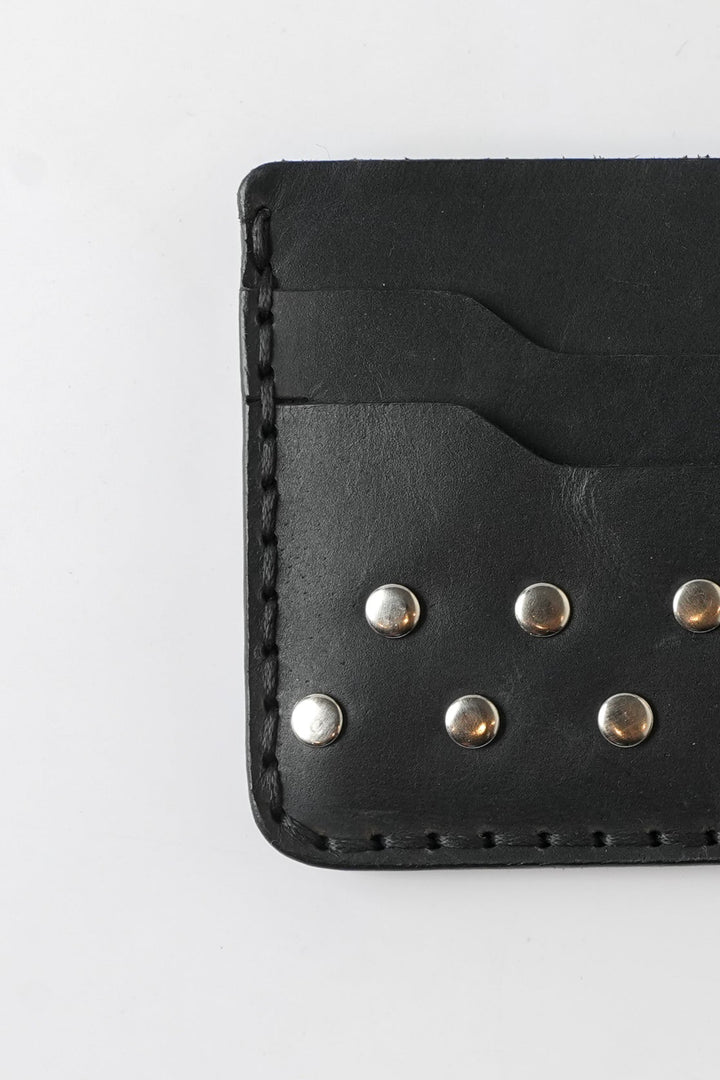 Midnight Rivet – Handmade Leather Card Holder Black