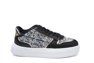Elegant Tweed Platform Sneakers Black