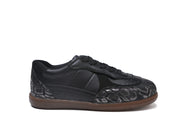 Black Python-Texture Sneakers | Sleek & Stylish Casual Shoes