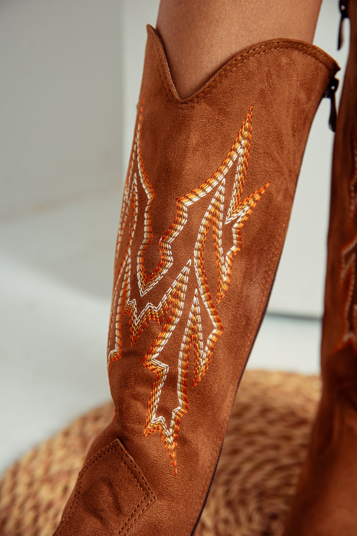 Cow Boy Texas Embroidered Knee Boots - Havan