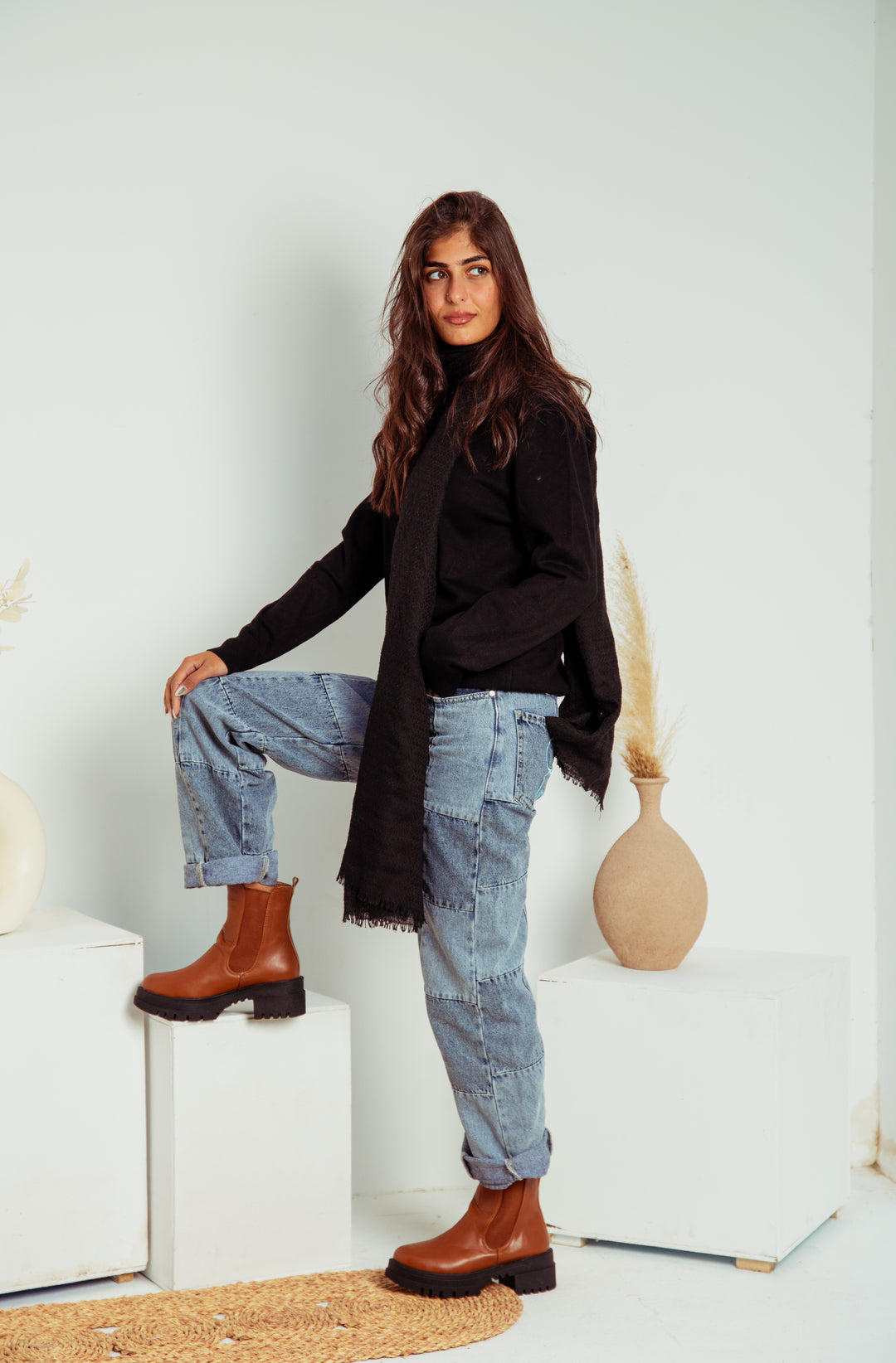 Plain Chelsea Leather Half Boots - Havan