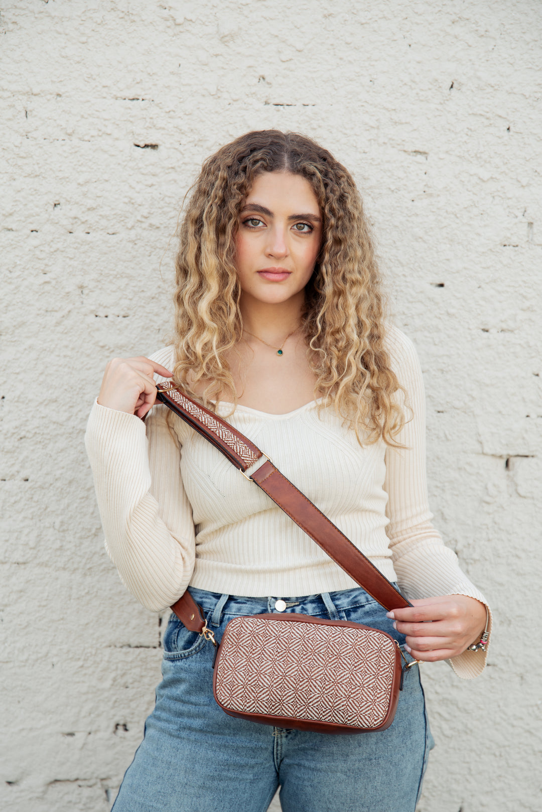 Rectangular Cross Body Bag - Havana