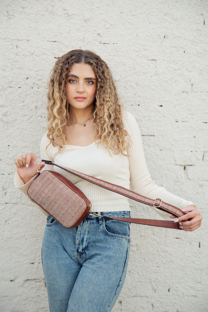 Rectangular Cross Body Bag - Havana