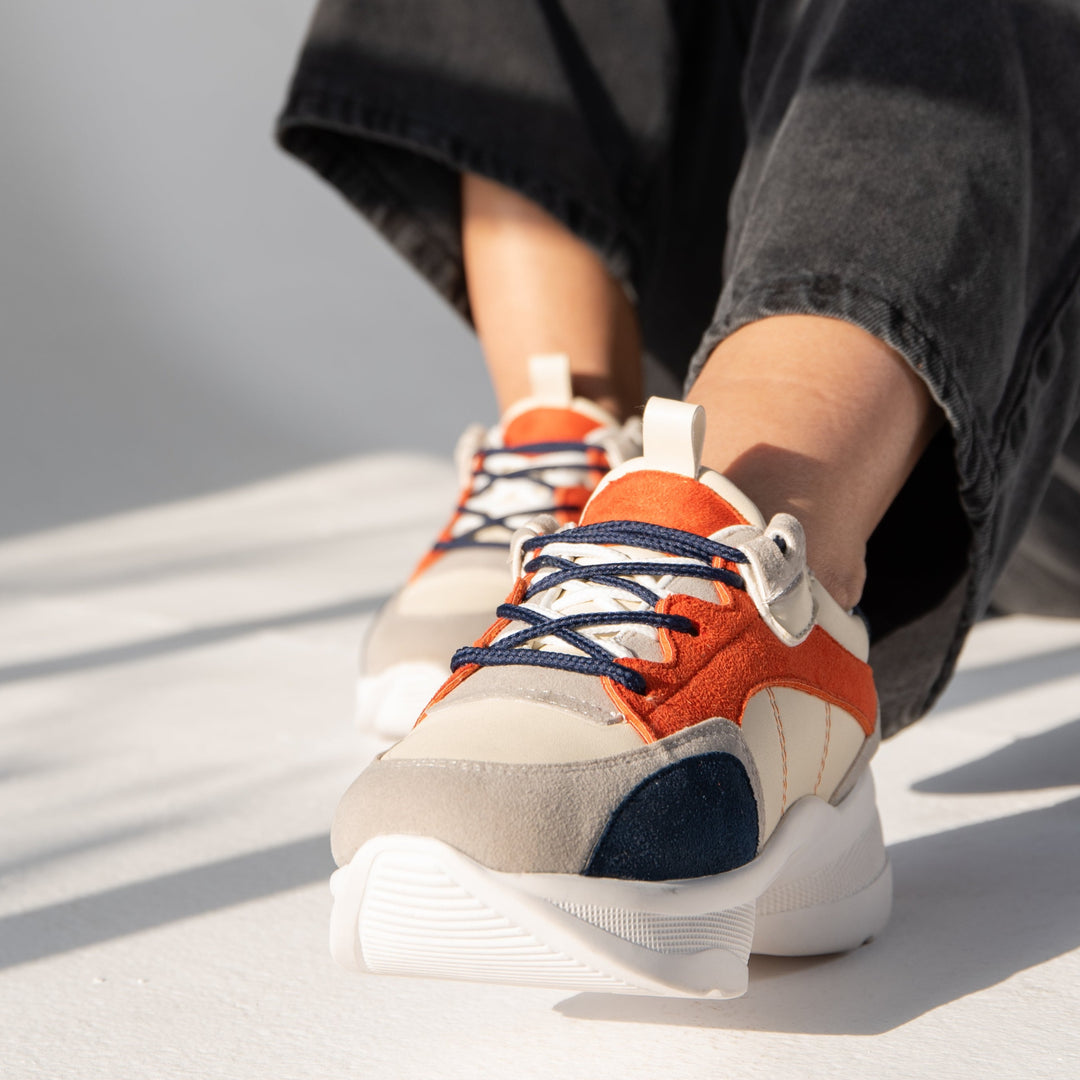 Chunky Sneaker Lined - Beige X Orange
