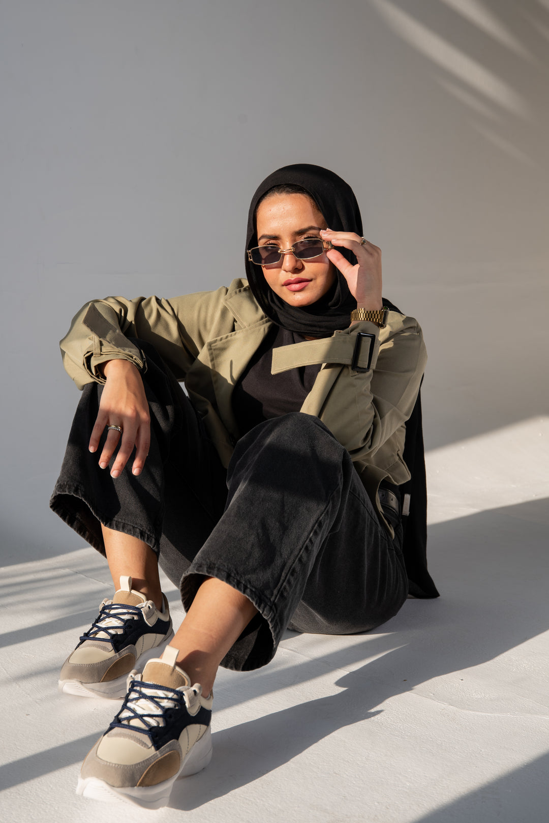 Chunky Sneaker Lined - Beige X Navy Blue